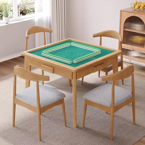 MegLob Holzmahjong -Tisch, Pure Wood Square Card Tisch, Abnehmbarer Platz 4 -Spielerkartentisch Mit Schubladen, Multifunktionale Party -Game -Requisiten Im Chinesischen Stil,Wood von MegLob