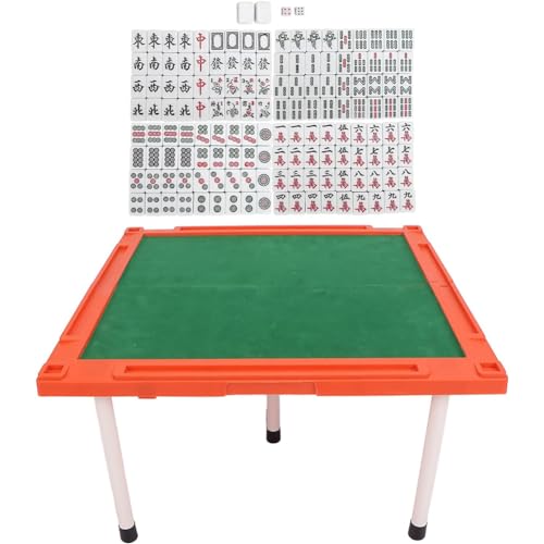 MegLob Tragbarer Kartentisch Für Outdoor, Reisen Chinesischer Mahjong -Tisch Für 4 Spieler, Faltete Mahjong -Tisch, Abnehmbarer Kleiner Tisch Mit Mini -Mahjong -Fliesen von MegLob