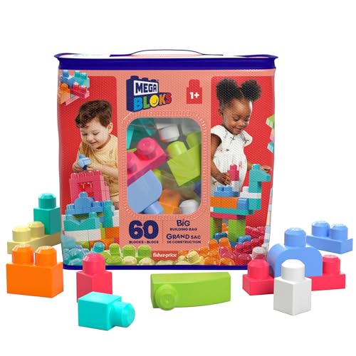 MEGA BLOKS Großer Bausteinebeutel - 60 robuste Bausteine mit wiederverwendbarem Aufbewahrungsbeutel, fördert Kreativität und Feinmotorik, für Kinder ab 1 Jahr, DCH54 MEGA BLOKS Großer Bausteinebeutel - 60 robuste Bausteine mit wiederverwendbarem Aufbewahrungsbeutel, fördert Kreativität und Feinmotorik, für Kinder ab 1 Jahr, DCH54 von Mega Brands