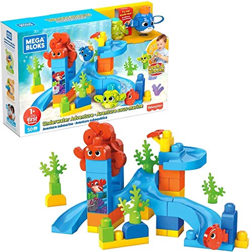 Mega Bloks GNW64 - Mega Bloks Guck-Guck Unterwasserabenteuer, Bauset mit 42 robusten Bausteinen, Spielzeug ab 1 Jahr von MEGA