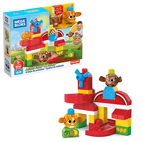Mega Bloks GRJ18 - Guck-Guck Tierfarm, Bauset mit 31 Bausteinen, inkl. Drehrad und Geheimtür, ab 1 Jahr von Mega Brands