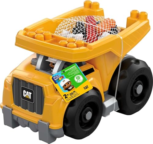 MEGA Bloks DCJ86 - CAT-Kipplaster, mit 25 Bausteinen und Fahrerfigur, Spielzeug für Kinder ab 1 Jahr von Mega Brands