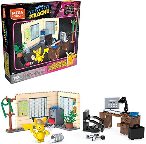 MEGA Construx GGK26 - Detektiv Pikachu Büro, Spielzeug zum Pokémon Film Meisterdetektiv Pikachu von Mega Brands