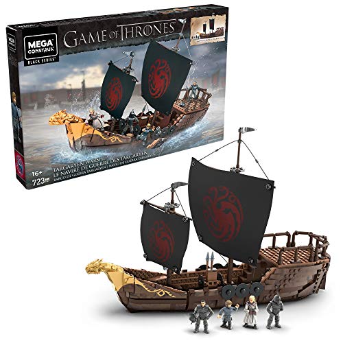 MEGA Construx GPB29 - Probuilder Game of Thrones Targaryen Kriegsschiff, Bauset mit 723 Teilen inkl. 4 originalgetreuer Mikro-Actionfiguren, für Kinder und Sammler ab 16 Jahren von Mega Brands