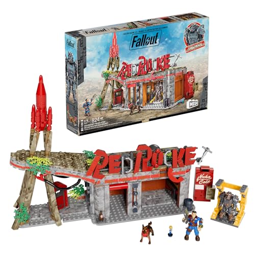 MEGA Fallout Actionfiguren Bauspielzeuge, Red-Rocket-Raststätte mit 824 Teilen, 2 beweglichen Charakteren und Zubehör, für Sammler, HXT00 von Mega Brands