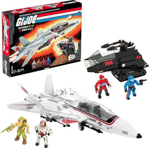 MEGA G.I. Joe Actionfiguren Bauspielzeug, Skystriker XP-14F vs. Cobra H.I.S.S. mit 617 Teilen, 4 beweglichen Charakteren, für Sammler MEGA G.I. Joe Actionfiguren Bauspielzeug, Skystriker XP-14F vs. Cobra H.I.S.S. mit 617 Teilen, 4 beweglichen Charakteren, für Sammler von Mega Brands