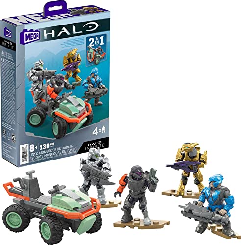 MEGA Halo Unsc Mangost-Fahrzeug-Bauset mit 130 Teilen, 4 Mikro-Actionfiguren und Zubehör, Geschenkideen für Kinder von Mega Brands