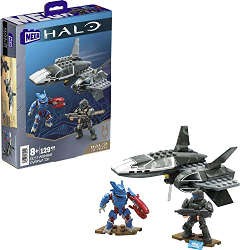 Mega Halo ODST Wombat Overwatch Fahrzeug Bauspielzeug mit 2 Mikro-Actionfiguren (129 Stück) (HMV51) von Mega Brands