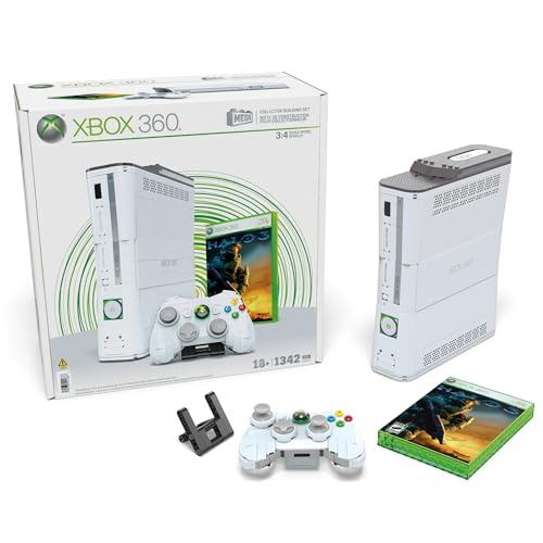 MEGA Microsoft Bauset zum Sammeln, Xbox 360 Modell zum Nachbauen mit 1342 Teilen, Controller und LED-Lichtern, Spielzeug für Erwachsene Sammler zum Zusammenbauen und Präsentieren, HWW15 von Mega Construx
