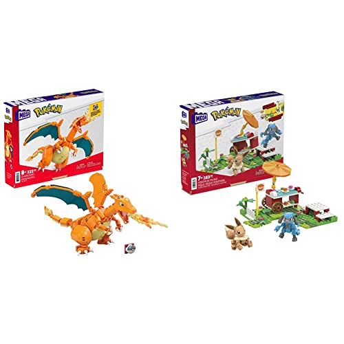 Mega Construx MEGA POKÉMON Glurak - Bauset mit 223 kompatiblen Bausteinen und Pokéball-Stift HDL80 - Pokémon Picknick Abenteuer-Bauset von Mega Construx