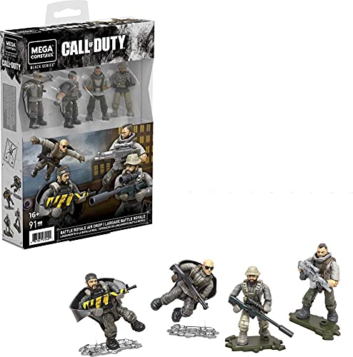 Mega Construx Black Series – GYF92 – Call of Duty Large Battle Royale – Pack mit 4 Minifiguren mit Gelenken und Zubehör von Mega Construx