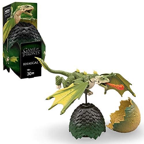 MEGA Construx GMP00 - Probuilder Game of Thrones Drachenei Rhaegal inkl. Drache zum Zusammenbauen, originalgetreues Bauerlebnis, Bauset für Kinder und Sammler ab 16 Jahren von Mega Construx