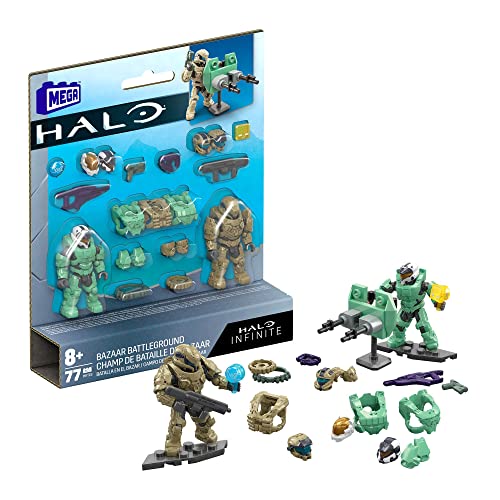 Mega Construx Halo Infinite Spartan Mission – Bazaar Battle Field – Set mit 2 beweglichen Figuren 6 cm + Zubehör von Mega Brands