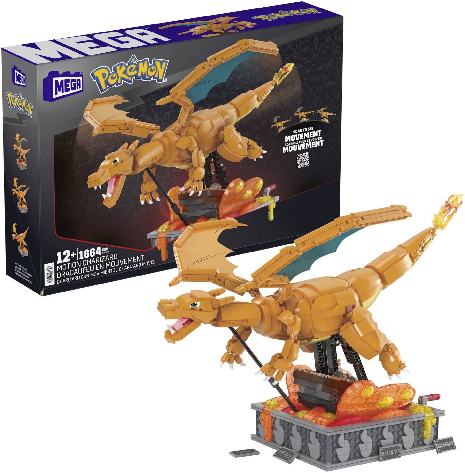 Mega Pokémon Baukasten Beweglicher Glurak 1664 Teile Mega Pokémon Baukasten Beweglicher Glurak 1664 Teile von Mega Construx