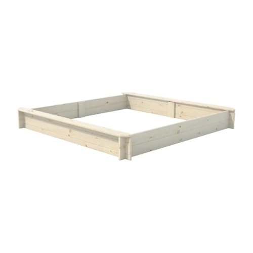 Premium Sandkasten Kiefer Megalino L 147x147x19 cm mit Sitzflächen, 100% Natürliches Holz, Sandkasten mit praktischem Sitzflächenrand, Kinder-Sandkasten Outdoor aus Massiv Holz von Mega Holz