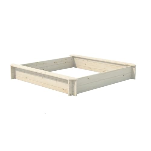 Premium Sandkasten Kiefer Megalino M 117x117x19 cm mit Sitzflächen, 100% Natürliches Holz, Sandkasten mit praktischem Sitzflächenrand, Kinder-Sandkasten Outdoor aus Massiv Holz von Mega Holz