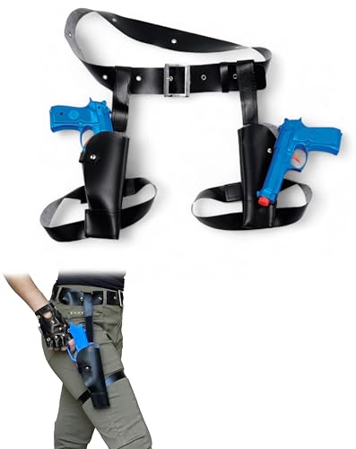 Lara Croft Oberschenkel Twin Holset mit Waffen Grab Raider Schatzjäger Halloween Fasching Kostüm Outfit Zubehör von Mega_Jumble