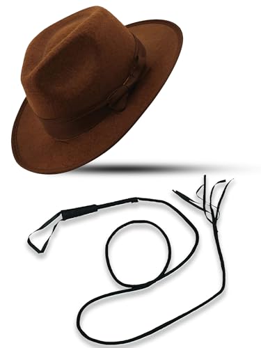 Indiana Jones Style Brown Explorer Hat and Bull Whip Fancy Dress Accessories (Mega_Jumble) von Mega_Jumble