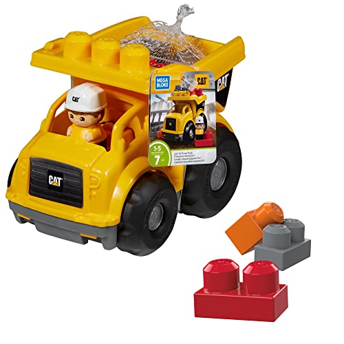 MEGA Bloks CND88 - Cat-Lastwagen mit funktionierendem Kippbehälter, Spielzeug ab 1 Jahr von Mega