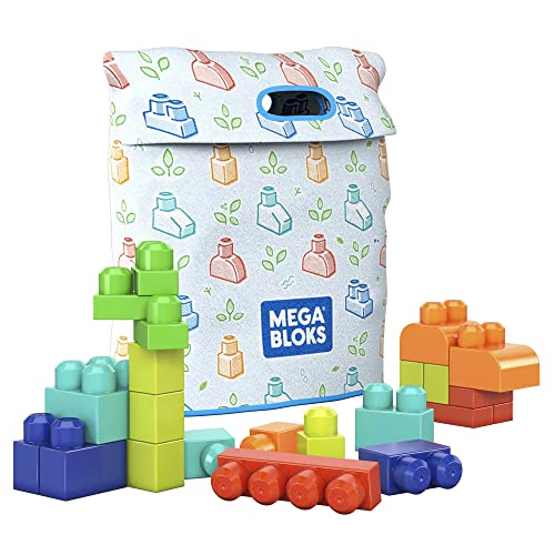 MEGA GVX10 - Mega Bloks Bau- und Spieltaschen-Bausatz, 60 große Bausteine aus pflanzlichem Kunststoff, Spielzeug-Geschenkset für Kinder ab 1 Jahr von MEGA