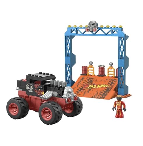 MEGA Hot Wheels - Smash-und-Crash Bone Shaker Crush Set mit 151-teiliges Bauset, Monster Truck, Rampe, Hindernisse, für Kinder ab 5 Jahren, HKF87 von MEGA