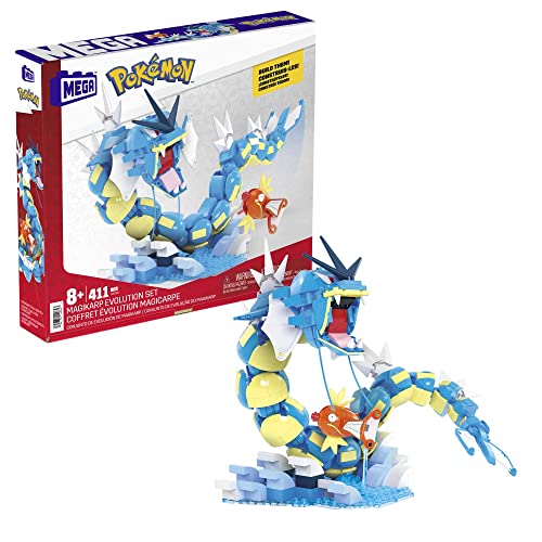 MEGA POKÉMON Karpador Evolutionsset - 411-teiliges Bauset mit Garados und Wasserlandschaft für dynamische Ausstellmöglichkeiten, 12 Verbindungspunkte, für Kinder ab 8 Jahren, HNT95 MEGA POKÉMON Karpador Evolutionsset - 411-teiliges Bauset mit Garados und Wasserlandschaft für dynamische Ausstellmöglichkeiten, 12 Verbindungspunkte, für Kinder ab 8 Jahren, HNT95 von Mega Brands