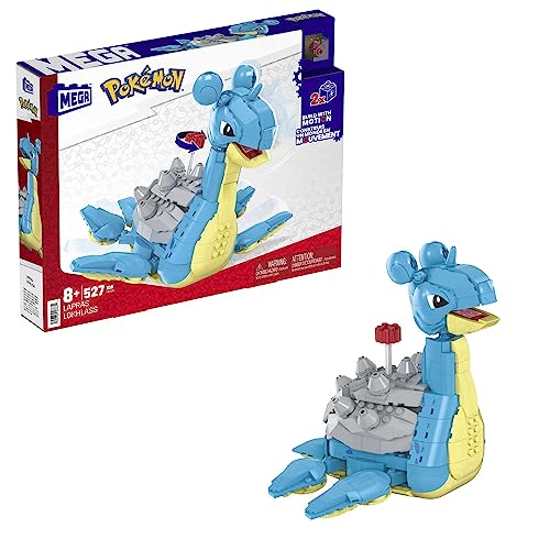 MEGA POKÉMON Lapras - Das gepanzerte Transport-Pokémon (18 cm) im 527-teiliges Bauset mit Kurbelmechanismus in der lizenzierten Sammleredition, HKT26 von MEGA