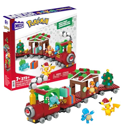 MEGA Pokémon Weihnachtsedition - Pikachu, Bisasam, Glumanda und Schiggy zum Zusammenbauen mit 373 Teilen, für Kinder ab 6 Jahren, HHP69 von Mega Brands