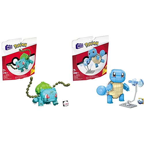 Mega Construx GVK83 - Pokemon Bisasam Bauset, Spielzeug ab 7 Jahren & Construx GYH00 - Pokémon Schiggy, Spielzeug ab 7 Jahren von Mega Brands