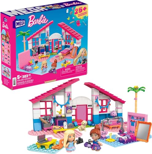 Mega Barbie Construx GWR34 - Barbie Malibu Villa, Bauspielzeug für Kinder, Bauset mit 303 Bausteinen, ab 5 Jahren von Mega