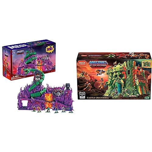 Mega Construx HHD16 - Masters of The Universe Snake Mountain Bauset, ab 14 Jahren & Construx GGJ67 - Masters of The Universe Castle Grayskull Bauset mit 3508 Bausteinen ab 14 Jahren, Mehrfarbig von Mega