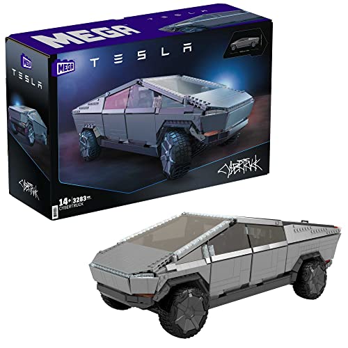 Mega Construx GWW84 - Tesla Cybertruck, mit 4 Türen und Schiebedach zum öffnen, höhenverstelbarer Federung und mehr, Spielzeug ab 14 Jahren von Mega