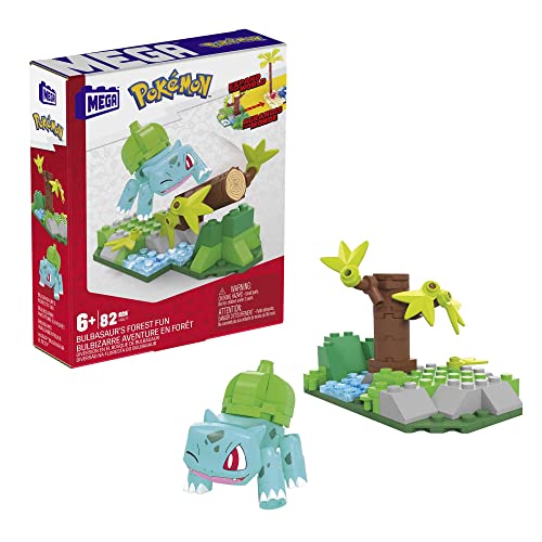 MEGA Pokémon Bisasams Waldabenteuer - Bisasam-Figur und Waldumgebung, kompatibel mit Anderen Pokémon Abenteuerbausets, 82 Bausteine, für Kinder ab 7 Jahren, HDL77 von MEGA