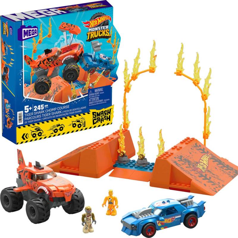 Mega Hot Wheels Autoset Smash N Crash Tiger Shark Chomp Course 245 Teile von Mega