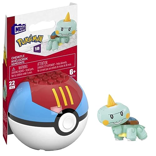 Mega Pokémon – HNT91 – Figur mit Gelenken, zum Bauen, 5 cm + Pokéball – Khélocrok/Kaugtle von Mega Brands