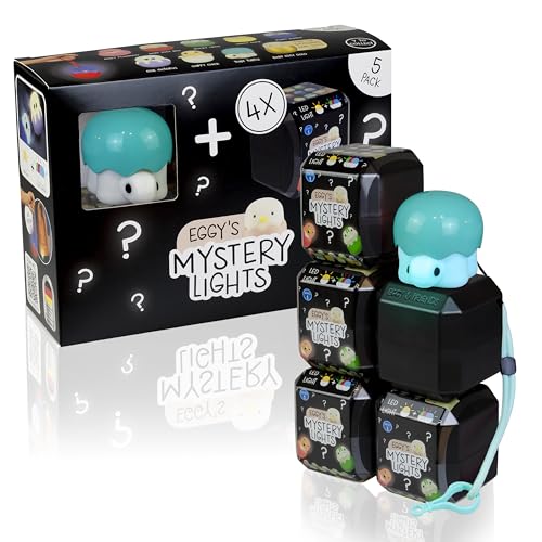 MegaLight Blind Box Mini Nachtlichter für Kinder 5er Pack | Mystery Box | Toby Turtle + 4 aus 9 per Zufall | stufenlos dimmbar | mit Anhänger | 4 Verschiedene Lichtfarben | EGGY'S Mystery Lights MegaLight Blind Box Mini Nachtlichter für Kinder 5er Pack | Mystery Box | Toby Turtle + 4 aus 9 per Zufall | stufenlos dimmbar | mit Anhänger | 4 Verschiedene Lichtfarben | EGGY'S Mystery Lights von MegaLight