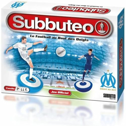 Megableu - Subbteo Olympique de Marseille – offizielles Fußballspiel OM – für Erwachsene und Kinder ab 6 Jahren – Fußballspiel – 2 Spieler – mit Spielmatte – französische Version von Megableu
