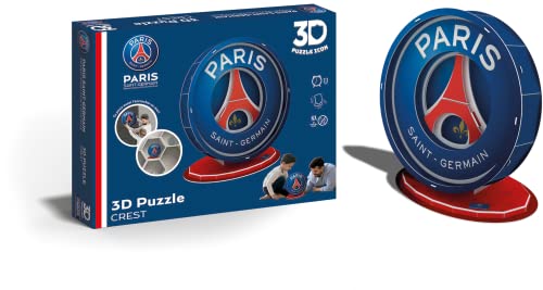 Megableu 678138 Puzzle mit 3D-Wappen von Paris Saint Germain – Fußballmannschaft – 19 Teile – lustig und verspielt – allein zu montieren, mit der Familie oder mit Freunden – ab 7 Jahren, Mehrfarbig von Megableu