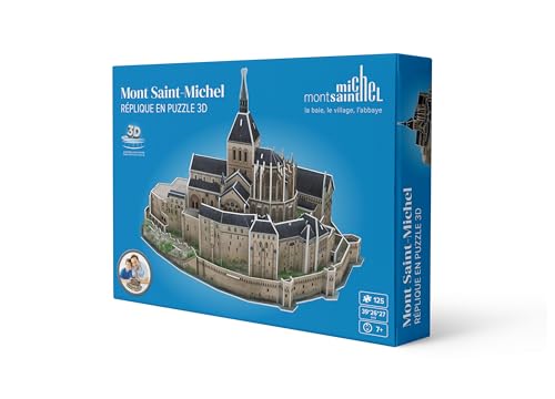 Megableu - 3D-Puzzle Mont Saint Michel – offizielles historisches Denkmal – einfache Montage ohne Kleber oder Werkzeug – 3D-Puzzle für Erwachsene und Kinder ab 7 Jahren – 125 Teile – 39 x 26 x 27 cm von Megableu