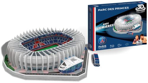 Megableu Puzzle Park der Prinzen 3D, integrierte Lichter, Fußballteam von Paris Saint Germain, 111 nummerierte Teile, zum Montieren allein oder mit der Familie, ab 7 Jahren, 678326, PSG-Stadion mit von Megableu