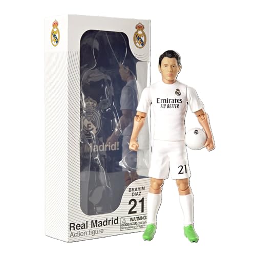 Megableu - Fußballfigur Brahim – 20 cm – große Fußballfigur realistisch & beweglich – offizielles Lizenzprodukt – 10 Gelenkpunkte – Spielzeug Fußball Real Madrid – Geschenkidee Fans Brahim von Megableu