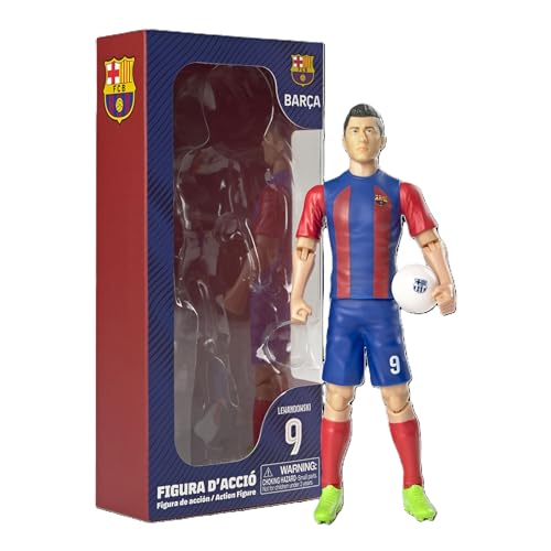 Megableu Lewandowski Fußballfigur – 20 cm – große Fußballfigur realistisch & beweglich – offizielles Lizenzprodukt – 10 Gelenkpunkte – Spielzeug FC Barcelona – Geschenkidee Fans Lewandowski von Megableu