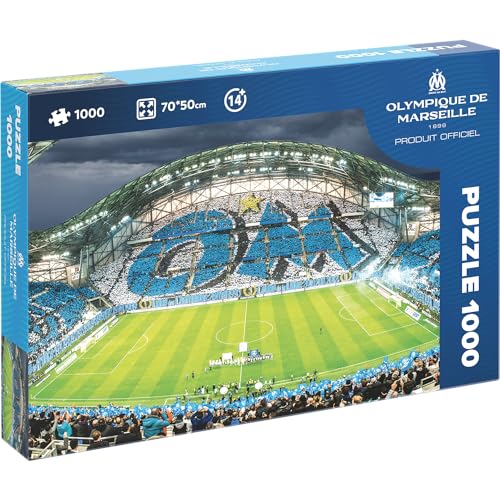 Megableu – Puzzle 1000 Teile TIFO Om – offizielles Olympique de Marseille-Puzzle für Erwachsene und Kinder ab 10 Jahren – Stadion Velodrome – Geschenkidee Fan Fußball – Fan Club OM – Format 70 x 50 cm von Megableu