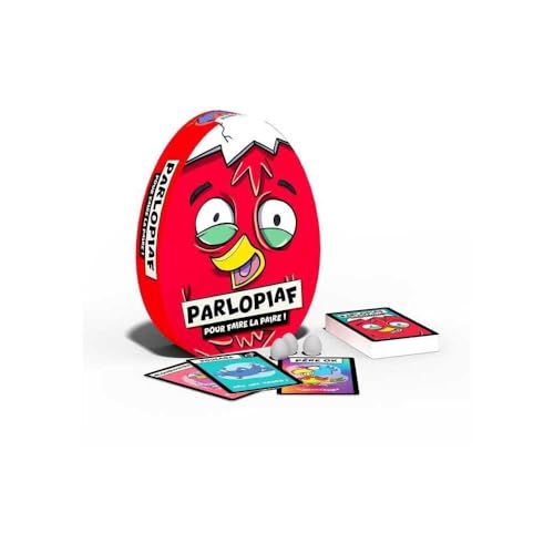 Megableu - PARLOPIAF - Lustiges Gesellschaftsspiel für Erwachsene & Kinder ab 8 Jahren - Stimmungskartenspiel - Finden Sie Ihren Partner zum Eiergewinnen - 3 bis 6 Spieler - Geschenkidee von Megableu