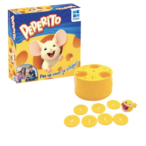 Megableu - PEPERITO - Kinderspiel 3 Jahre + – Interaktives Brettspiel Ohne Batterien – Mechanische Maus Mit Käserrad – 2–4 Spieler – Geschenk Für Kinder – Für Kleinkinder Und Kleinkinder von Megableu
