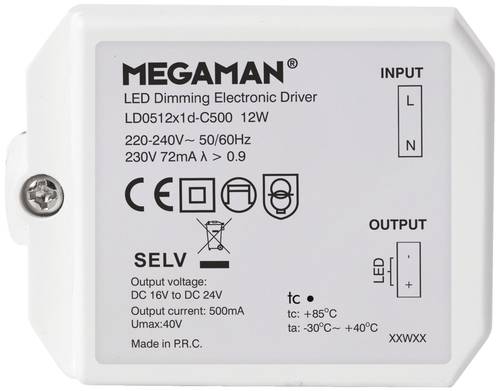 Megaman Rico LED-Treiber 12W 500mA 16 - 24V dimmbar 1St. von Megaman