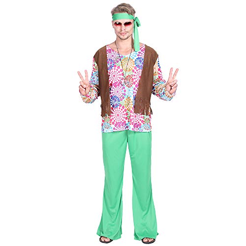 Hippie-Kostüm für Erwachsene, Herren, Feuerwerk, 1960er Jahre, PL Weste, Top, Anzüge, Party, Hippie-Kostüm, Zubehör Hippie-Kostüm für Erwachsene, Herren, Feuerwerk, 1960er Jahre, PL Weste, Top, Anzüge, Party, Hippie-Kostüm, Zubehör von Megartico