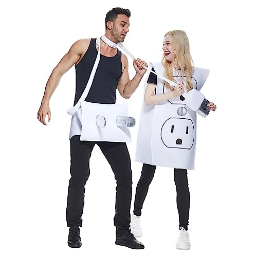 Megartico Halloween Stecker und Steckdose Paare Kostüm für Erwachsene Frauen Männer Lustige Party Outfits Paar Humor USB Stecker Kostüme von Megartico