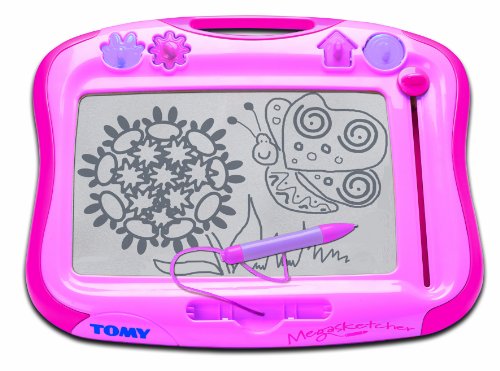 Megasketcher Tomy Magnettafel für Kinder, Magnet Maltafel, rosa, hochwertiges Kinderspielzeug, Zaubertafel, bunt, ohne Wabenstruktur, fördert die Kreativität, ab 3 Jahre, Rose von Megasketcher