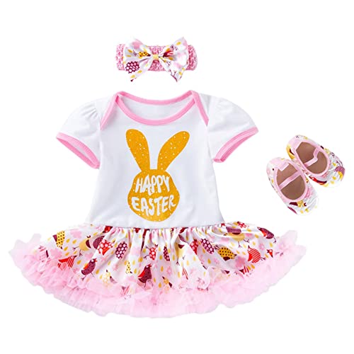 Meggsnle Mädchen Kinder Osterkleid Prinzessin Kostüm Toddler Easter Dress Bunny Floral Easter Clothes Outfit Faschingskostüme von Meggsnle